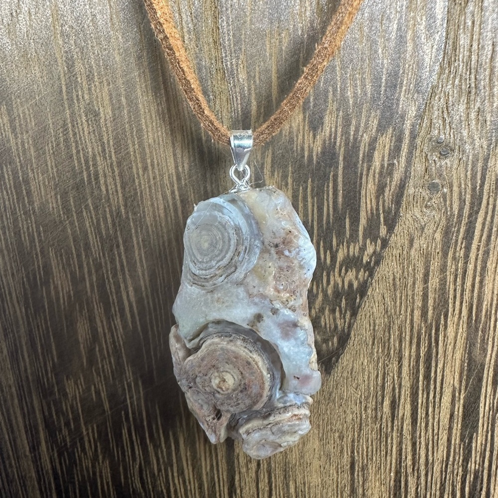 Gobi Agate Pendant on Brown Suede